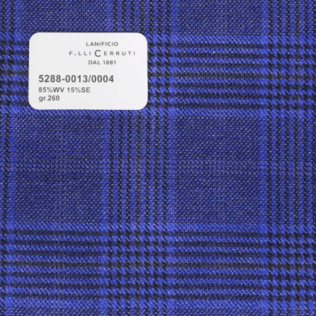 5288-0013/0004 Cerruti Lanificio - Vải Suit 100% Wool - Xanh Dương Caro